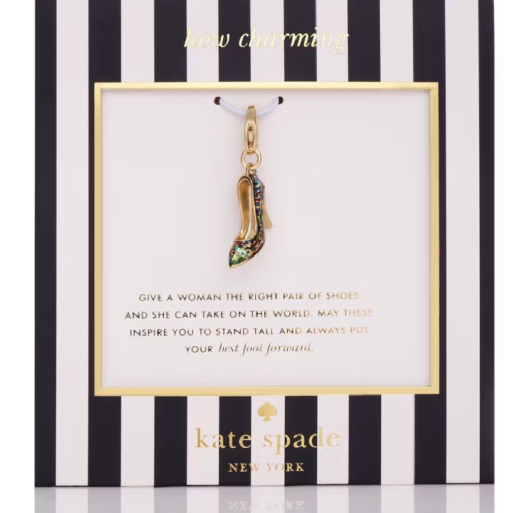 kate spade Gold and black with multicolored glitter high heel charm